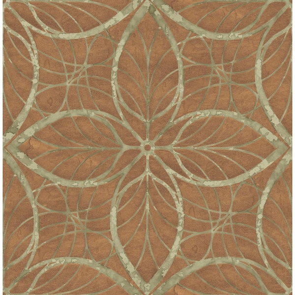 Seabrook Designs Patina Lattice Metallic Bronze and Green Geometric Paper Strippable Roll (Covers 56.05 sq. ft.)