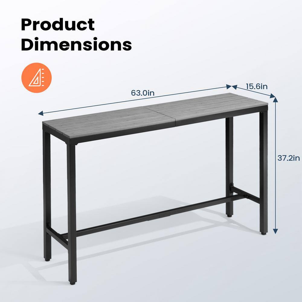 Gray Composite and Steel Counter Height Outdoor Bar Table