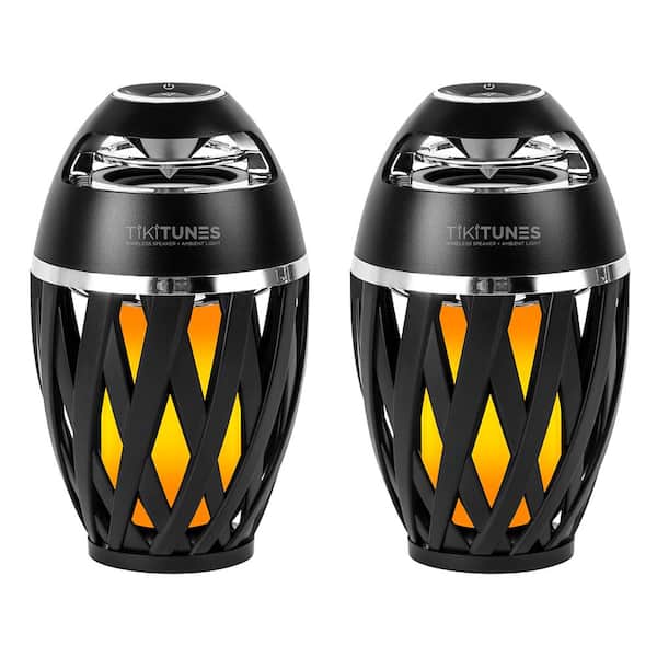 TikiTunes Black Bluetooth Speakers with LED Atmospheric Lighting Effect (2-Pack)