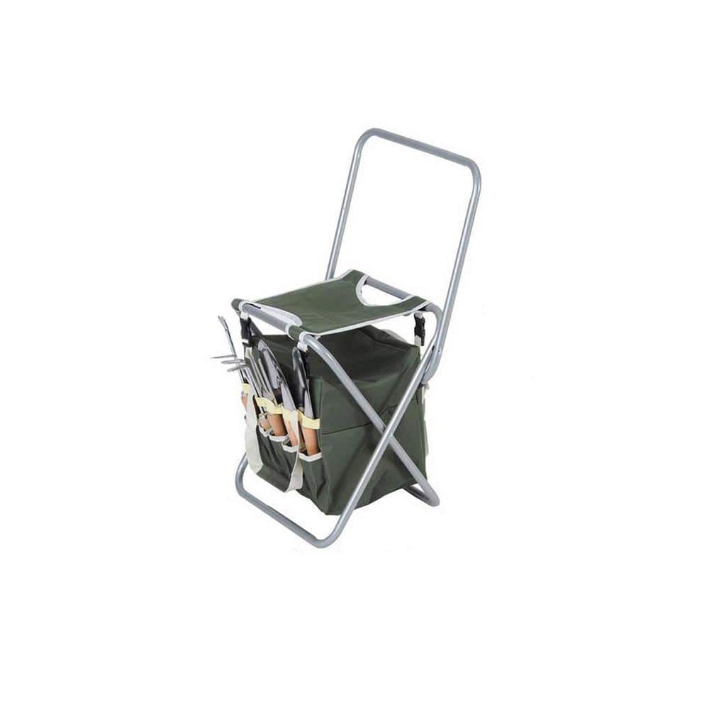 Details about   10-piece Gardening Tool Set with Zippered Detachable Tote and Folding Stool Seat 