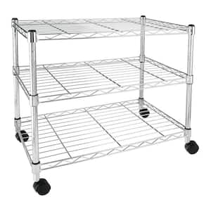 Heavy Duty 3-Shelf Shelving Unit 24 in. D x 14 in. W x 21 in. H, 3-Tier Suitable for Kitchen, Living Room, Garage Chrome