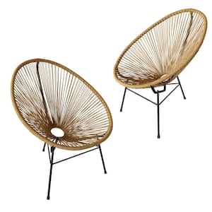 Brown 2-Piece Metal Outdoor Bistro Patio Chair Set