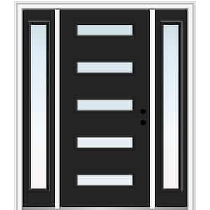 64.5 in. x 81.75 in. Davina Left-Hand Inswing 5-Lite Clear Low-E Painted Steel Prehung Front Door with Sidelites