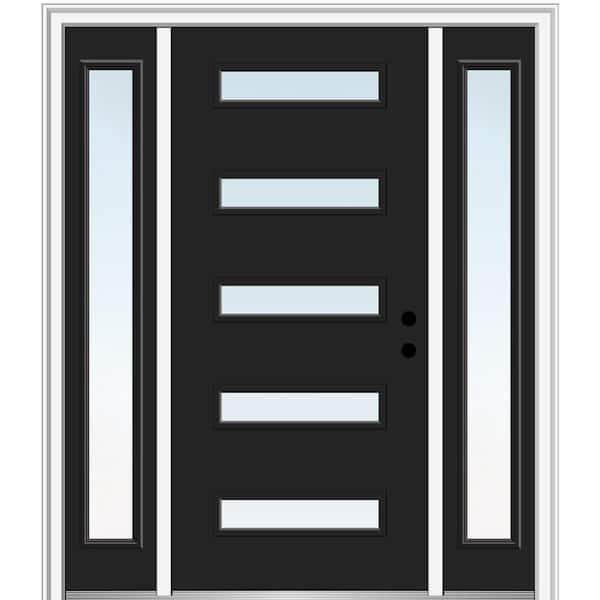 64.5 in. x 81.75 in. Davina Left-Hand Inswing 5-Lite Clear Low-E Painted Steel Prehung Front Door with Sidelites