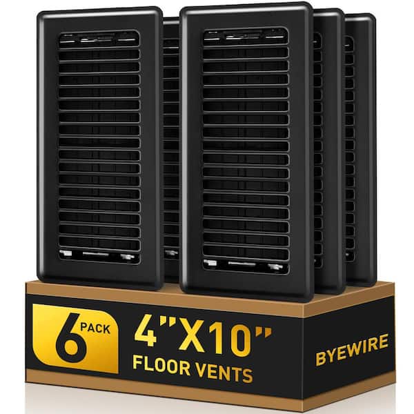 NVNOO 6-Piece 4 in. x 10 in. Black Steel Automatic Crawl Space Vent