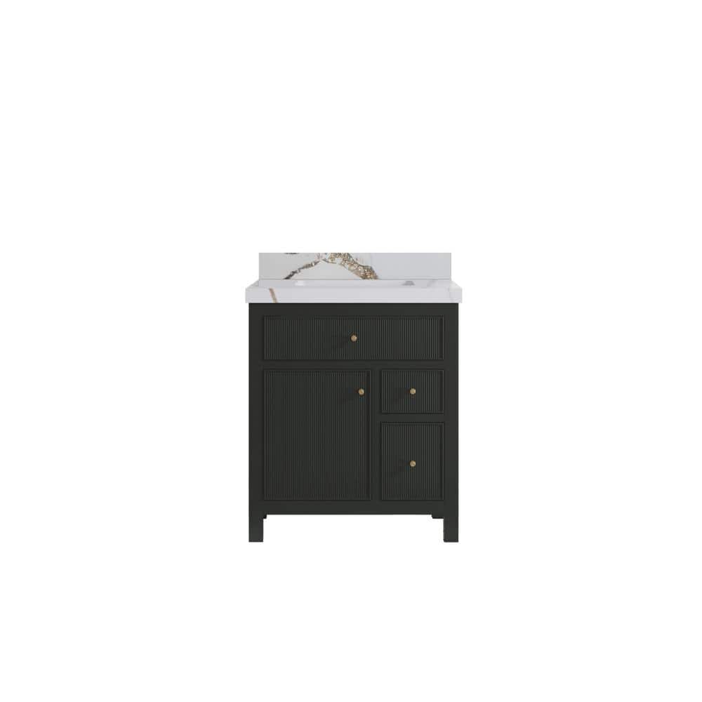 Sonoma 30 in. Single Sink Freestanding Black Top Bath Vanity with Calacatta Gold Quartz Top Unassembled price history on PriceWatchPro