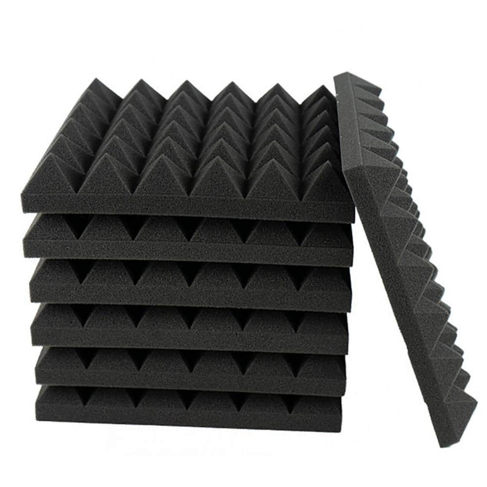 Wellco 1 ft. x 1 ft. x 2 in. Sound Absorbing Panels Black Echo Noise ...