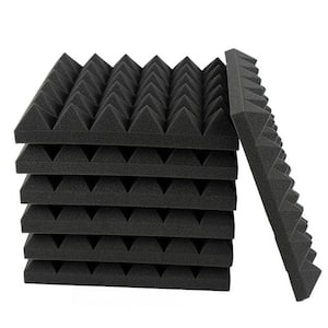 1 ft. x 1 ft. x 2 in. Sound Absorbing Panels Black Echo Noise Cancelling Foam for Recording Studio (12-Pack)