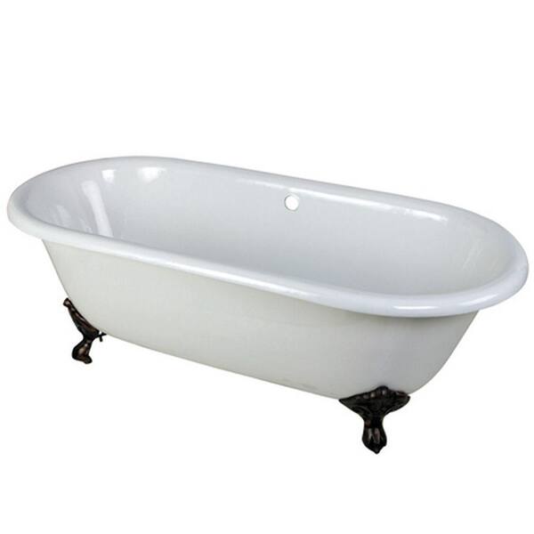 Aqua Eden 5.5 ft. Cast Iron Oil Rubbed Bronze Claw Foot Double Ended Tub in White