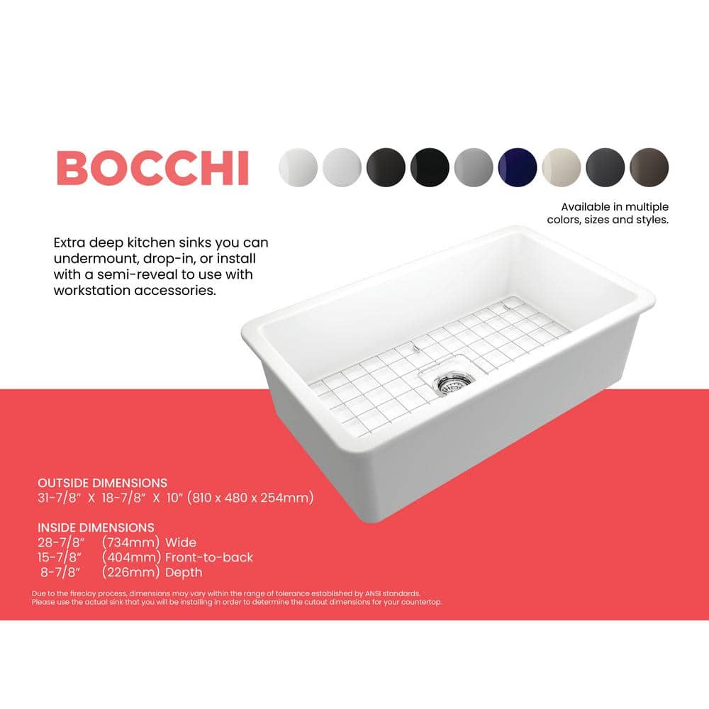 Matte White Fireclay Farmhouse Drop-In Single Bowl Sink
