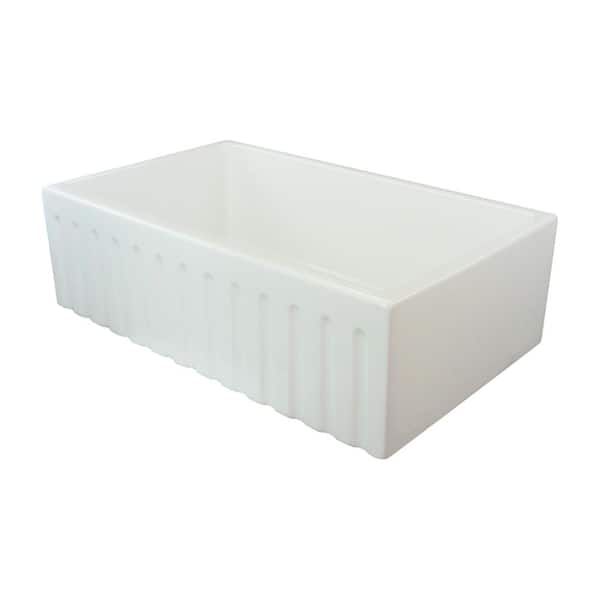 Transolid Logan Farmhouse Apron Front Fireclay 29.7968 in. Single Bowl Kitchen Sink in White