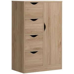 Oak Storage Cabinet Slim Chest Freestanding Storage Organizer