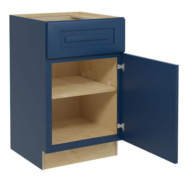 Home Decorators Collection Grayson 21 in. W x 24 in. D x 34.5 in. H Assembled Plywood Base Kitchen Cabinet in Mythic Blue with Soft Close RH