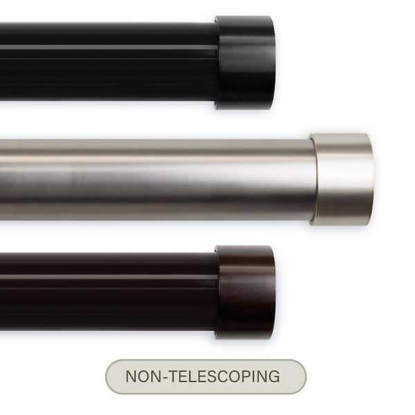 Cap 17 FT Non-Adjustable Custom Cut Single Curtain Rod 1.5 inch Diameter in Black with Finial