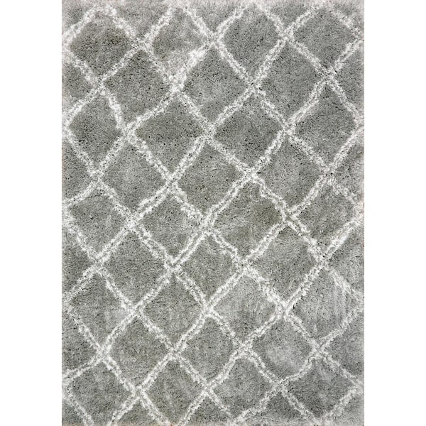 Dynamic Rugs Nordic Silver/White 5 ft. 1 in. x 7 ft. 2 in. Trellis Area Rug