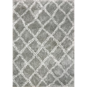 Nordic Silver/White 7 ft. 5 in. x 10 ft. 6 in. Trellis Area Rug