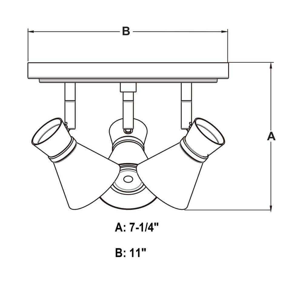Alto 3-Light Matte Black and Brass LED Ceiling Fixture