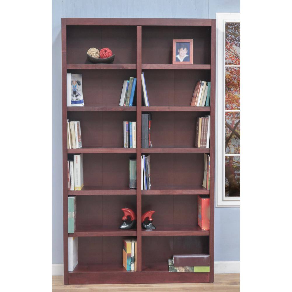 Espresso 84" Tall Adjustable Wood Bookcase with 12 Shelves