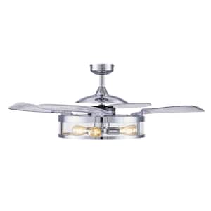 Classic Indoor Chrome and Clear Retractable 4-blade 48 in. AC Ceiling Fan with Light Kit and Remote Control