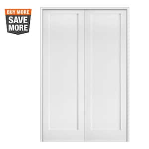 48 in. x 96 in. Craftsman Shaker 1-Panel Both Active MDF Solid Core Primed Wood Double Prehung Interior French Door