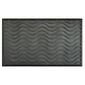 Natural 18 in. x 30 in. Waves Texture Rubber Doormat