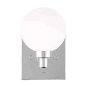 Clybourn 1-Light Chrome Wall Sconce with Milk Glass Shade