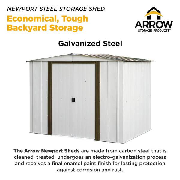 Arrow Newport 10 Ft W X 8 D 2 Tone, Home Depot Outdoor Metal Storage Sheds
