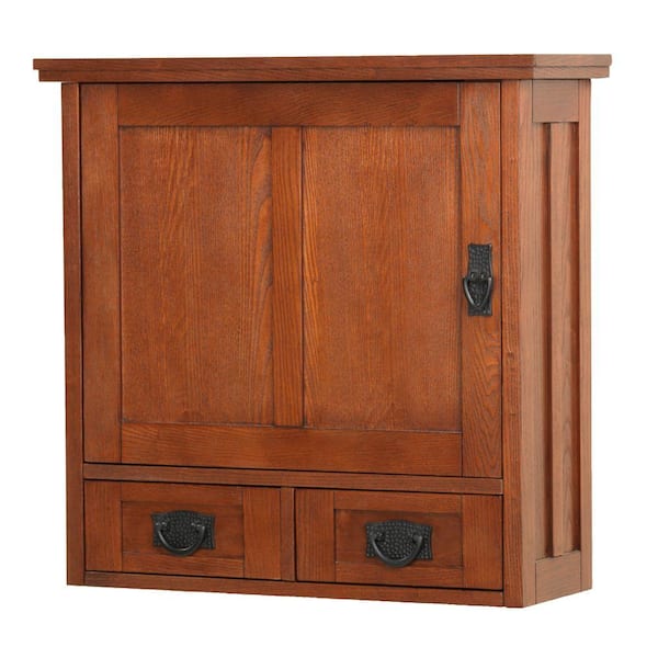 Home Decorators Collection Artisan 23.5 in. W Wood-Door Wall Cabinet in Light Oak