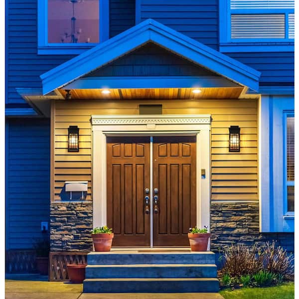 15 in. Black Outdoor Hardwired Wall Sconce with No Bulbs Included