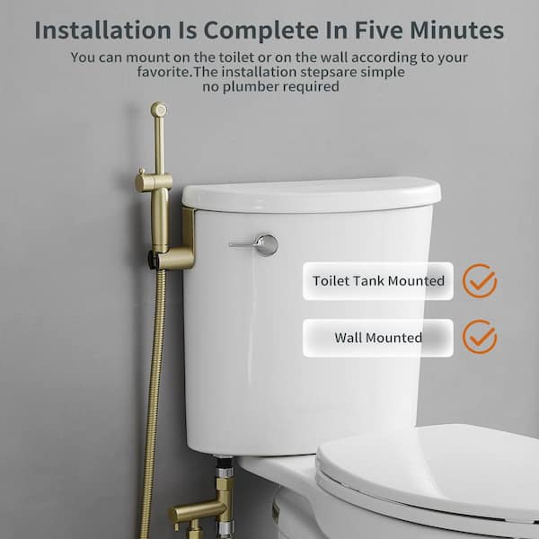 XMKT Handheld Bidet Sprayer – Brass Hot/Cold Wall-Mounted Nozzle, Self-Cleaning, Rose Gold Finish, For Toilet & Personal Cleaning