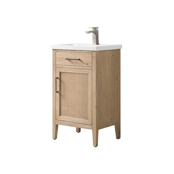 Cove 20 in. W Bath Vanity in Coastal Sand with Ceramic Vanity Top in White with White Sink