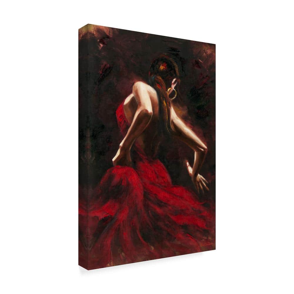 Antonio Flamenco Dancer Red Dress Canvas Wall Art 22" x 32"