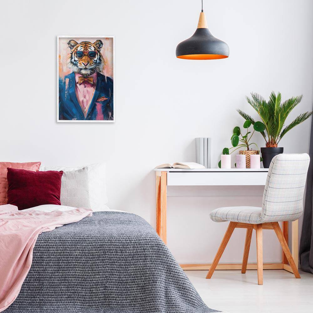 Suited Tiger Modern Fashion by LSR Design Studio White Framed Animal Giclee Art Print 24 in. x 16 in. price history on PriceWatchPro