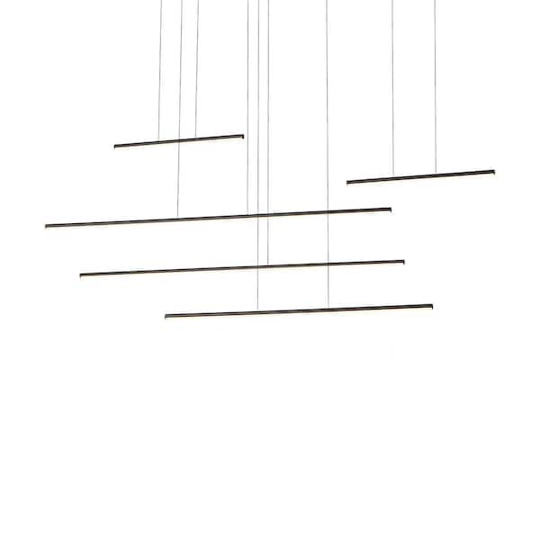 KUZCO Chute Motion 60 in. 1 Light 70-Watt Black Integrated LED Pendant Light