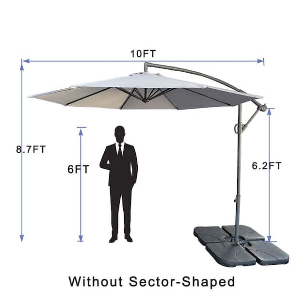 Unbranded 10 ft. Offset Patio Umbrella in Gray, Offset Hanging Cantilever  Patio Outdoor Market Umbrella, for Pool Deck and Garden WQ-277287