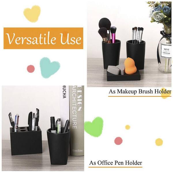 Dracelo 4-Piece Bathroom Accessory Set with Toothbrush Holder, Vanity Tray,  Soap Dispenser, Qtip Holder in Matte Black B0B2VHDRBV - The Home Depot