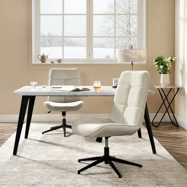 STANNI 63 in. Rectangle Contemporary Marble White Desk-Robust, Versatile, and Long-Lasting for Home Office