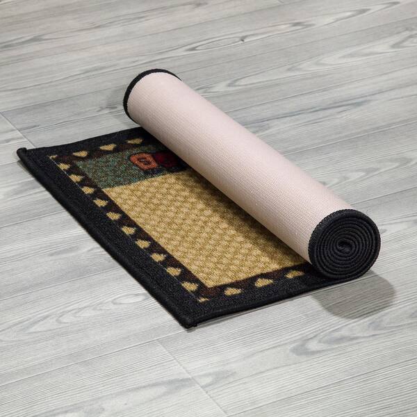 Ottomanson Siesta Collection Kitchen Chef Design Non-Slip Runner Rug, Beige, 20 x 59