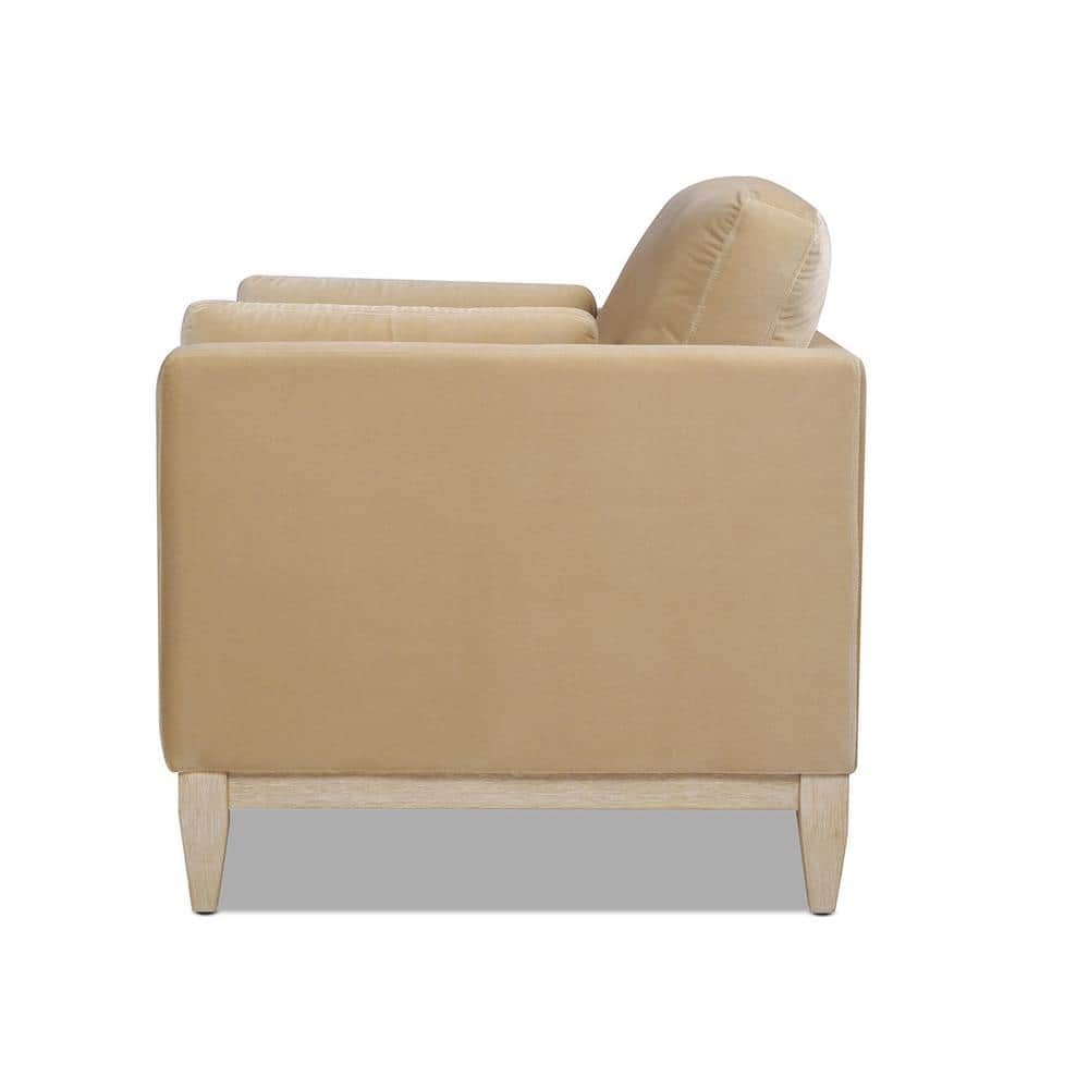 Knox 36" Fawn Brown Velvet Armchair with Wood Base