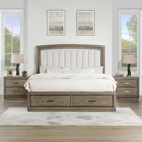 Sonoma Cocoa Gray Wood King Storage Bed