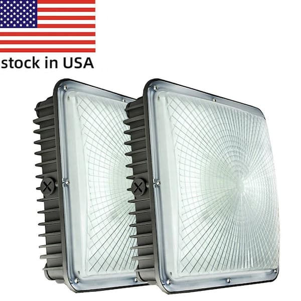 WYZM 200-Watt Equivalent Integrated LED Outdoor Security Light Canopy Light and Area Light 5400 Lumens 5500k (2-Pack)