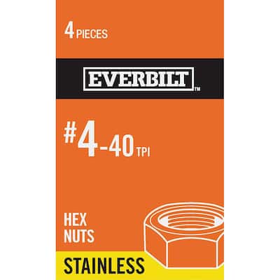 #4-40 Stainless Steel Machine Screw Nut (4-Pack)