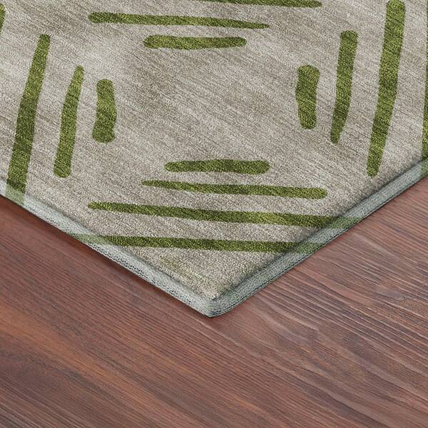Mayfield Premium Machine Washable Abstract AMF2413 Flax 2 ft. x 7 ft. Runner Rug