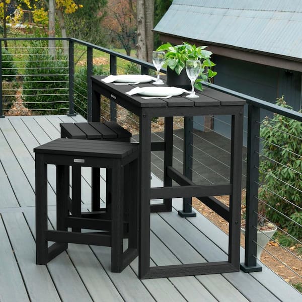 Monroe Modern Black Counter Height Balcony 3-Piece Set
