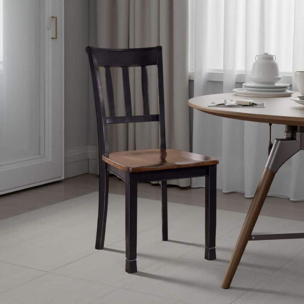 Vilo Brown Wood with Straight Legs Dining Side Chair Set of 2 price history on PriceWatchPro