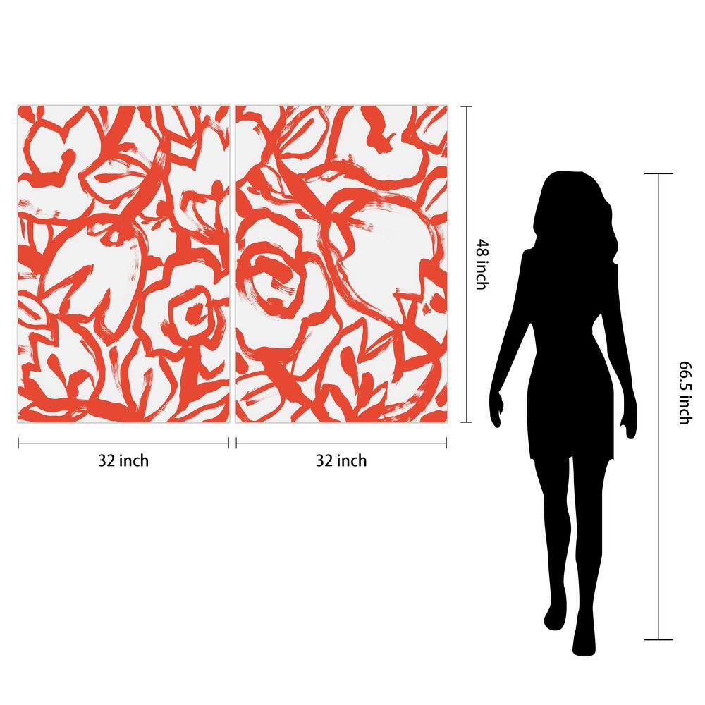 Scarlet Blooms Red Floral Tempered Glass Wall Art Set
