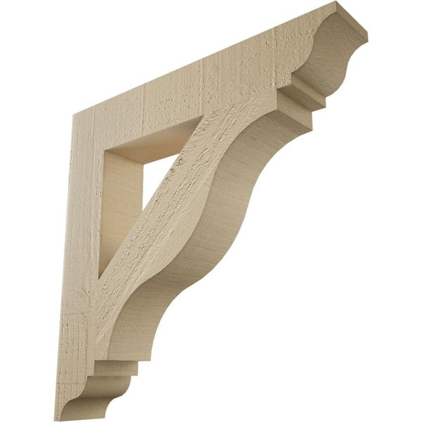 Ekena Millwork 3.5 in. x 20 in. x 20 in. Funston Traditional Rough Cedar Woodgrain Timberthane Polyurethane Bracket, Primed Tan