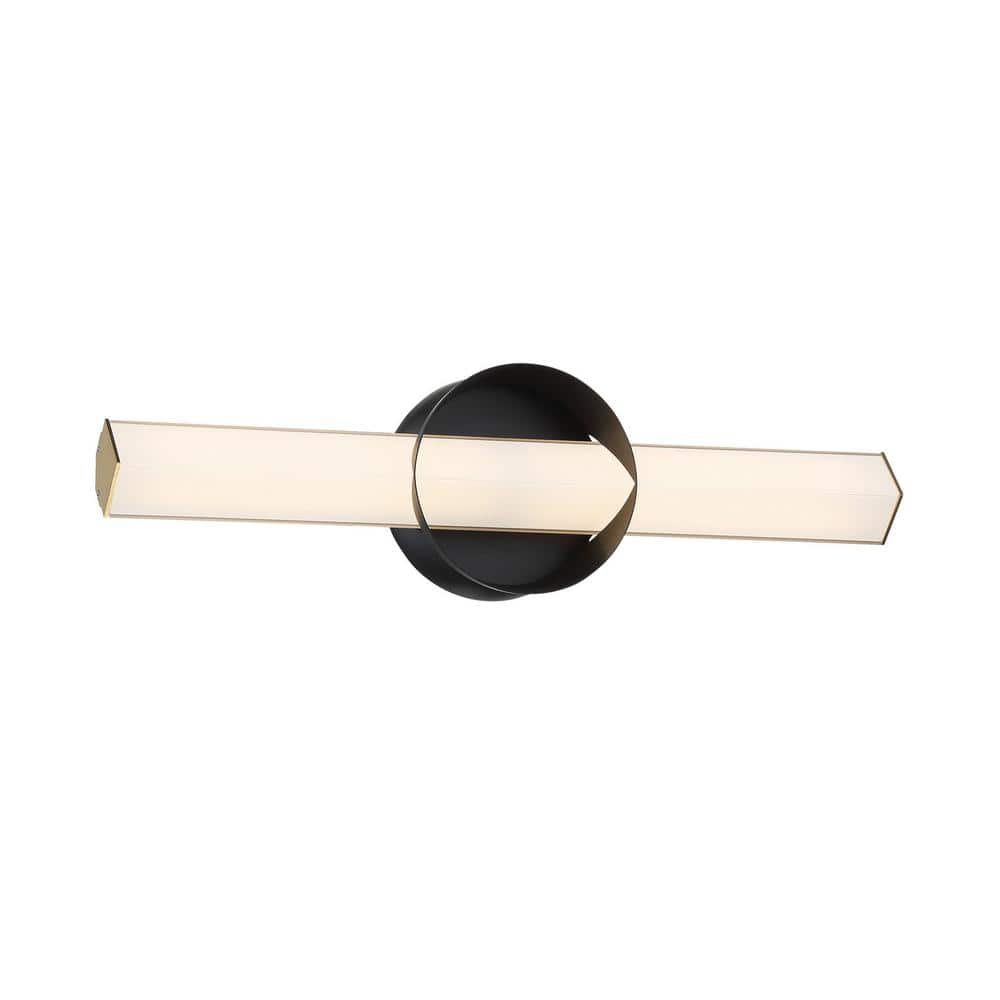 Inner Circle 18 in. Matte Black and Honey Gold LED Vanity Light Bar with Frosted Aquarium Glass -  George Kovacs, P1542-688-L