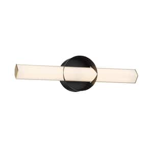 Inner Circle 18 in. Matte Black and Honey Gold LED Vanity Light Bar with Frosted Aquarium Glass
