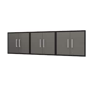 Eiffel Particle Board Wall Mounted Garage Cabinet in Black and Grey (28.35 in. W x 25.59 in. H x 14.96 in. D) (Set of 3)